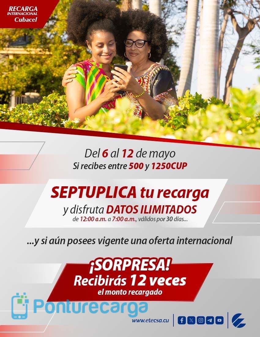 Cubacel “Mother's Day” promotion from May 6 to 12